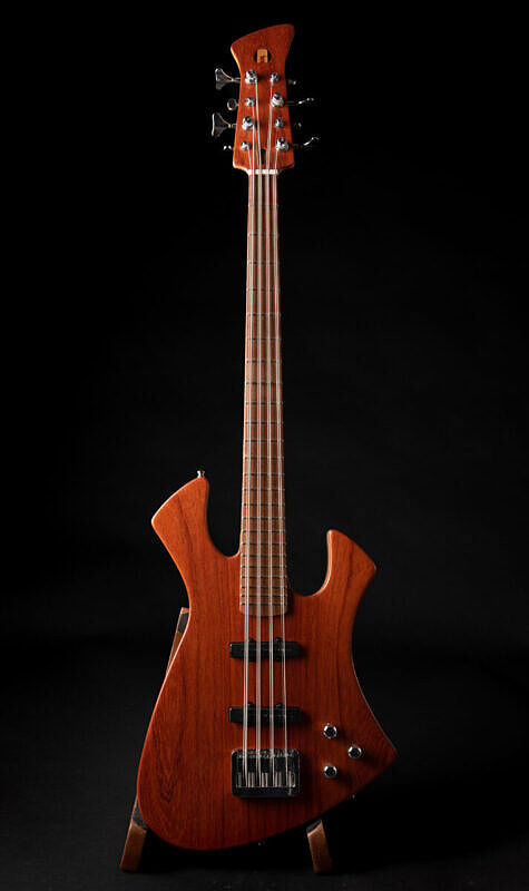 Custom padauk offset 8-string bass guitar, shaman, double cutaway